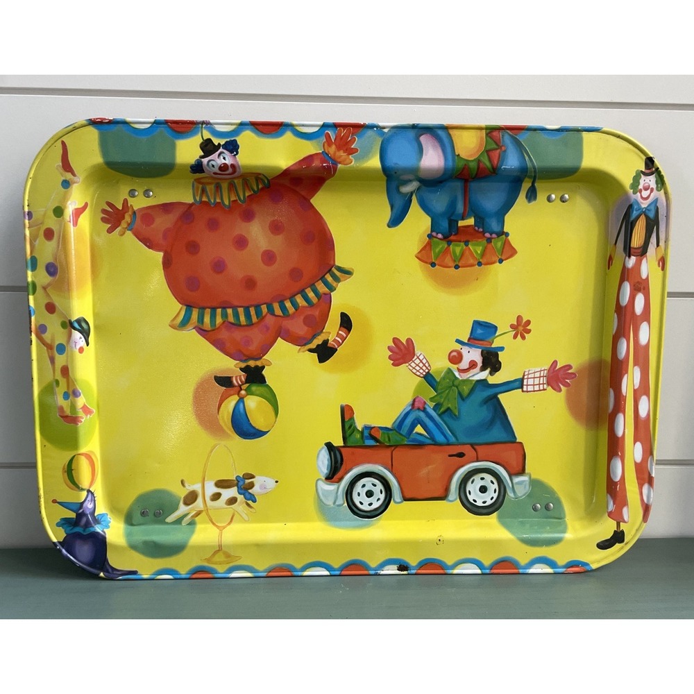 Vintage‎ Child Lap Tray Circus Clowns Retro 70s 80s